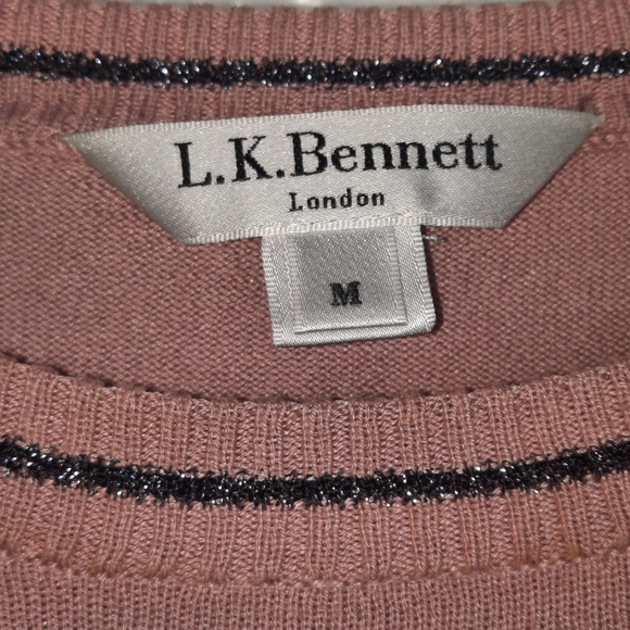 LK BENNETT Silk Blend Sweater Ruffle Half Sleeve Blush Pink London Knit Quiet M - Picture 4 of 6